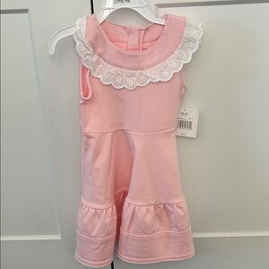 Little Me Pink Dress with White Lace Accent